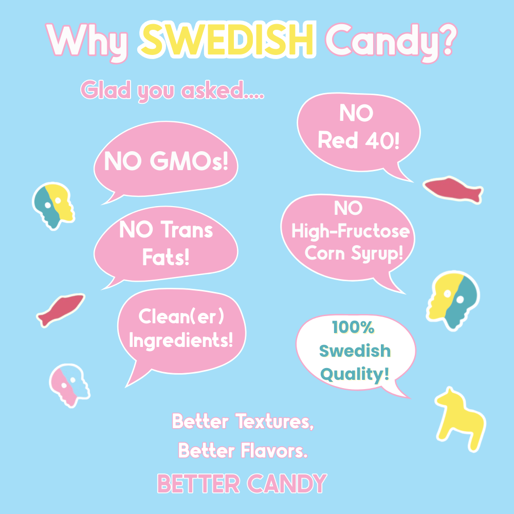 BUBS Sweet Mix - Swedish Candy-Banana Caramel and Pomegranate Oval Bubs-Sweet Swedish Candy-8oz