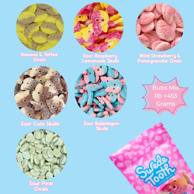 Swedish Candy BUBS Mix 0.5lb-Sweet and Sour Mix-Vegan-Gelatin Free- Halal